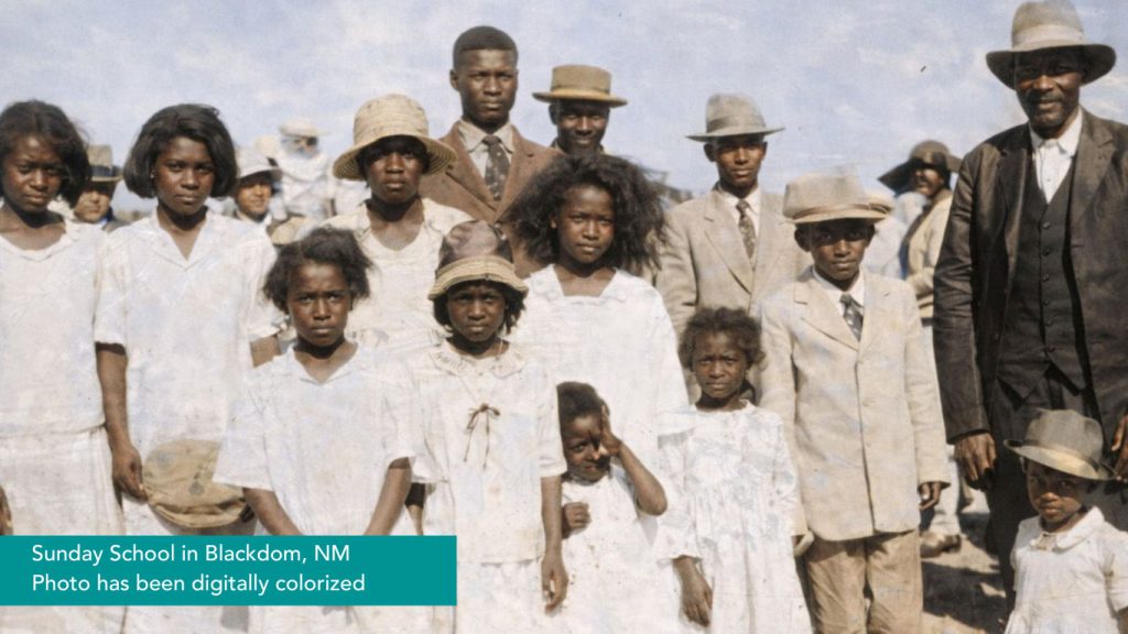 Sunday School in Blackdom, NM Photo has been digitally colorized